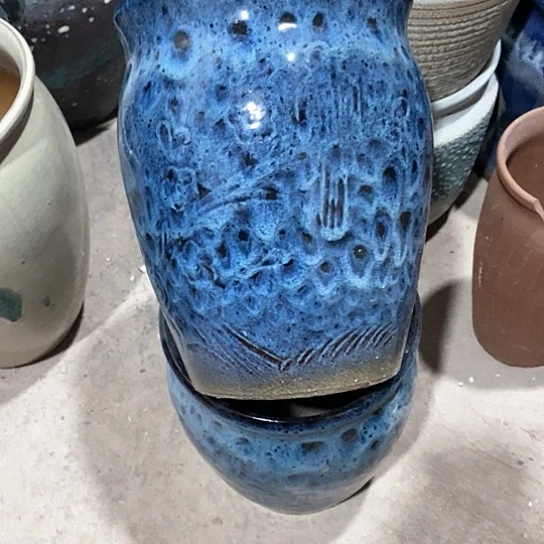 紫砂花盆口17高21羽毛色