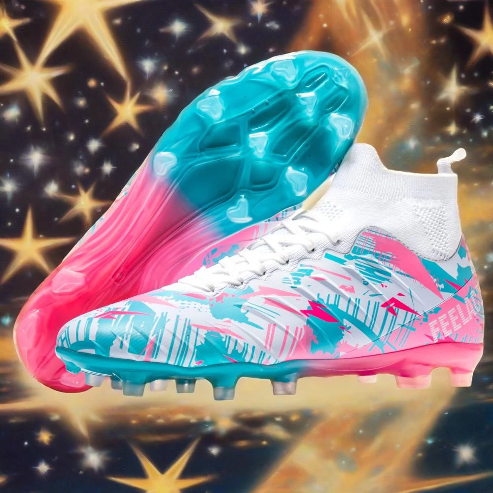 FEELACESAG长钉防滑草地情侣青少年学生训练高帮透气专业足球鞋