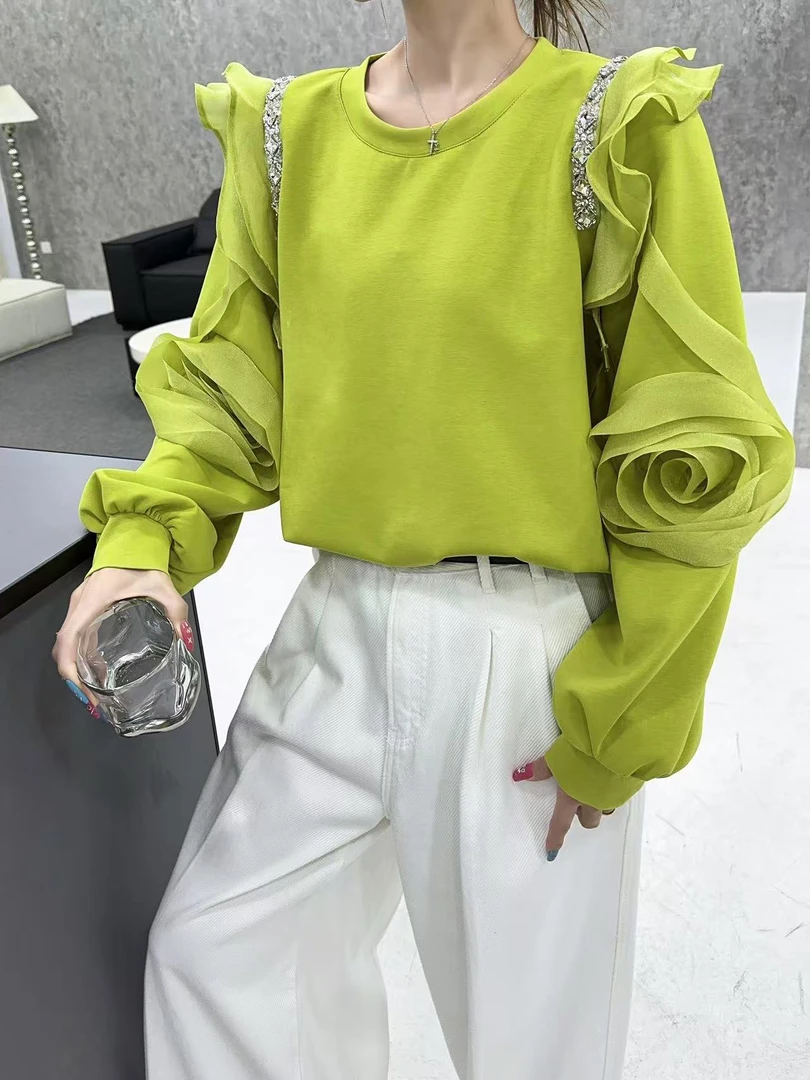 春秋卫衣长袖女装荷叶边打底休闲洋气图片常规款网红公主风