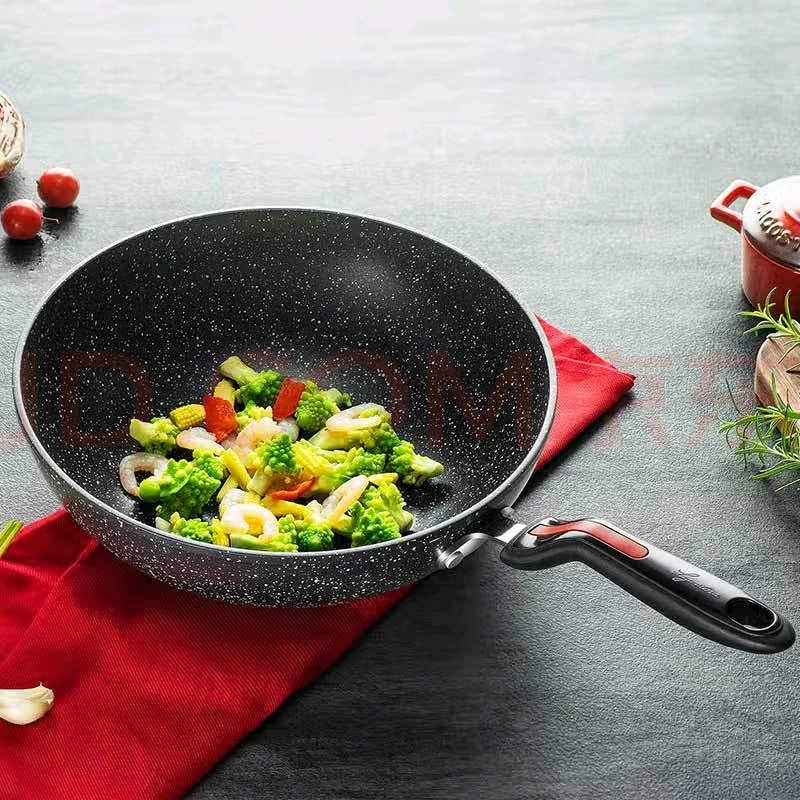 拉歌蒂尼磐石中式炒锅不粘锅家用炒锅电磁炉燃气灶 30cm炒锅 1cm