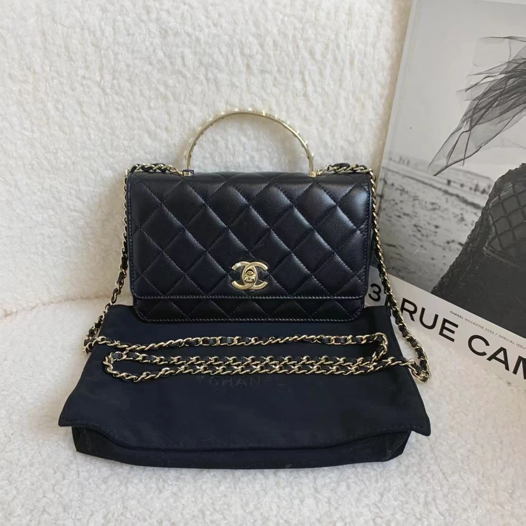 99新 Chanel/香奈儿 壹臻/24S黑金羊珍珠手柄woc /58977699