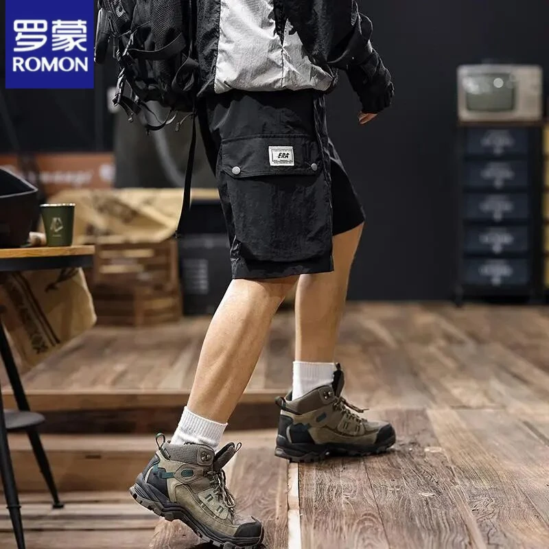 罗蒙夏季冰丝速干工装短裤男潮牌户外休闲五分裤轻薄透气清爽中裤
