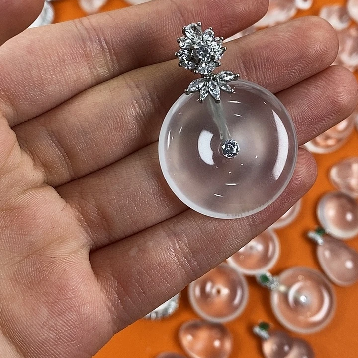 石英质玉银S925镶嵌颈饰