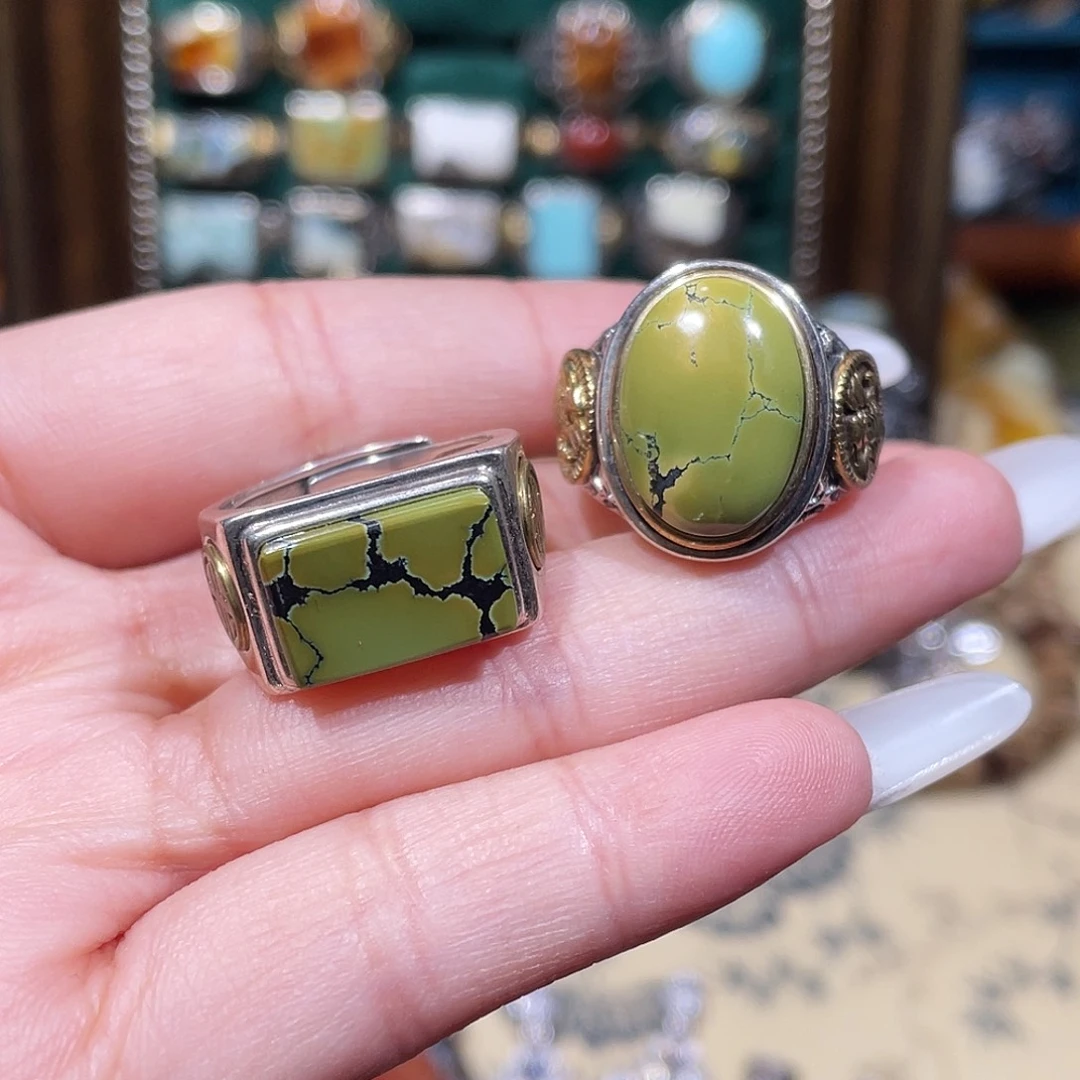 绿松石银S925镶嵌戒指戒指