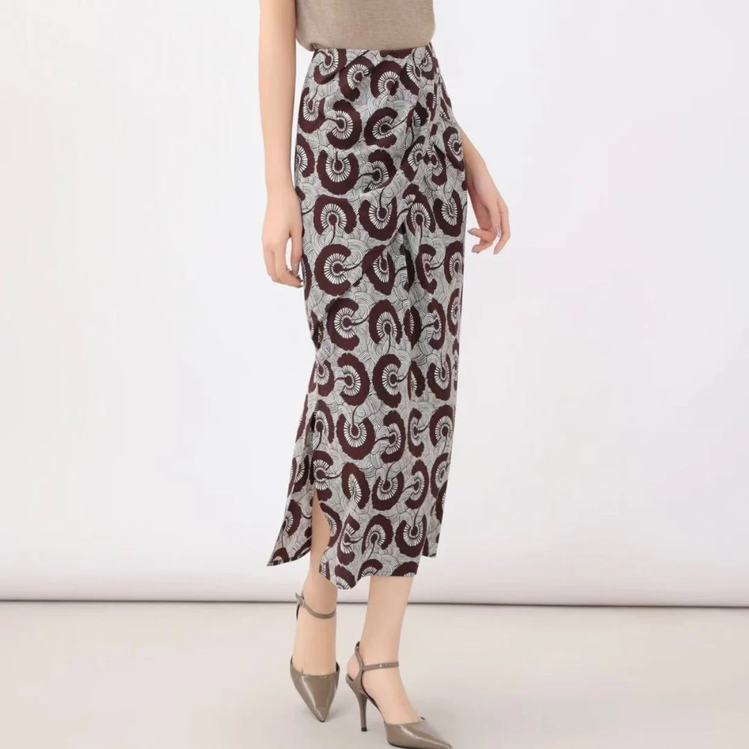 AMASS/阿玛施女装质感印花时尚气质百搭显瘦碎花半身裙5200416