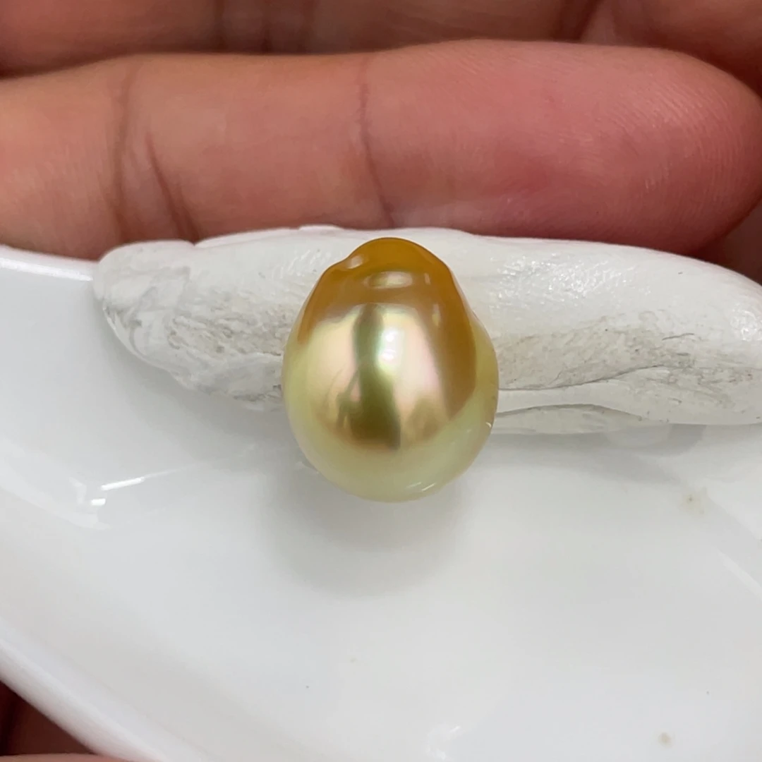 海水珍珠裸珠12-13mm炫茶金珠