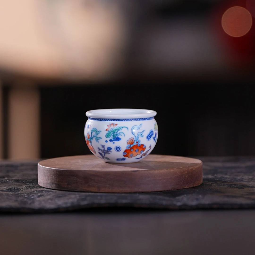 涂杏花丨斗彩钱袋子缸杯（大号） | 周大乐优选