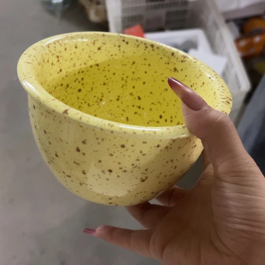陶微瑕泼墨黄色六寸面碗一个