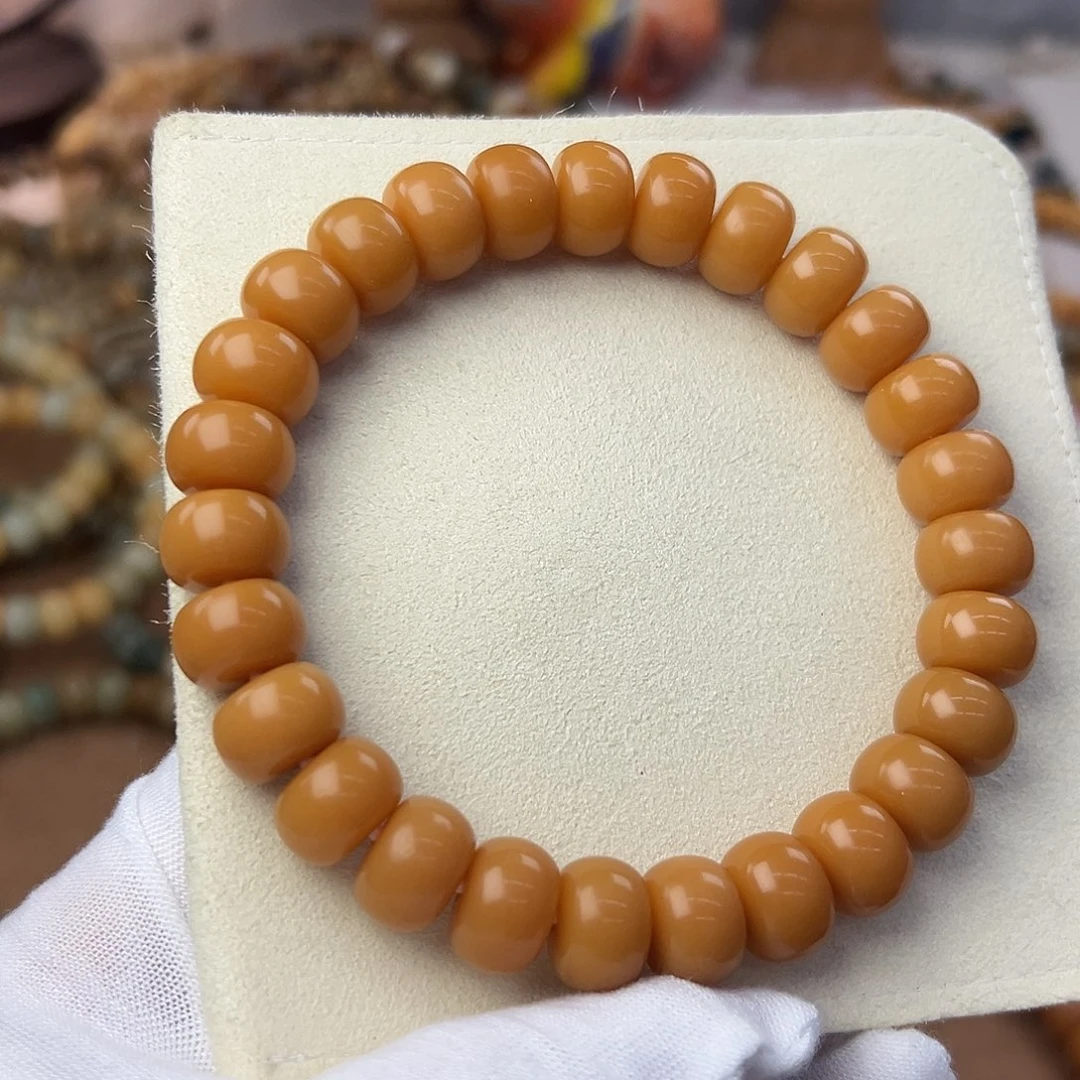 菩提根/象牙果手串13干磨天然稀有色圆药片635