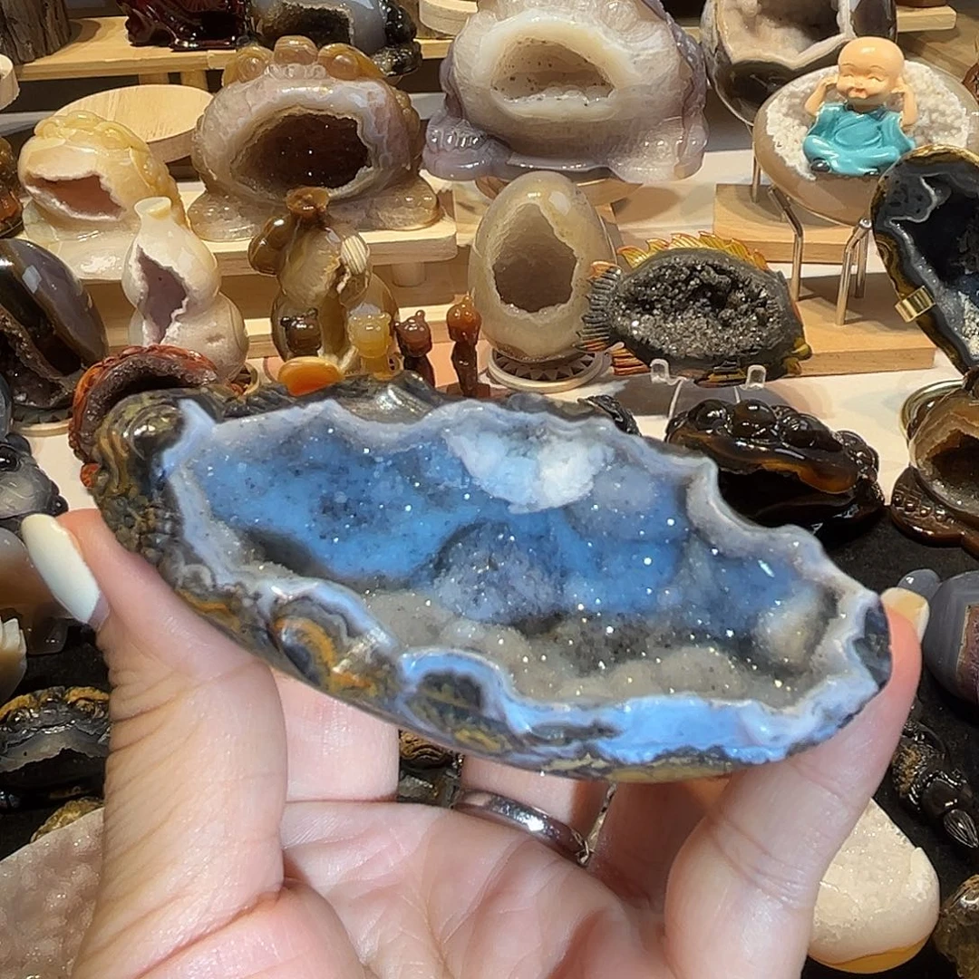 玛瑙/玉髓无未镶嵌风**淡九眼钱袋子