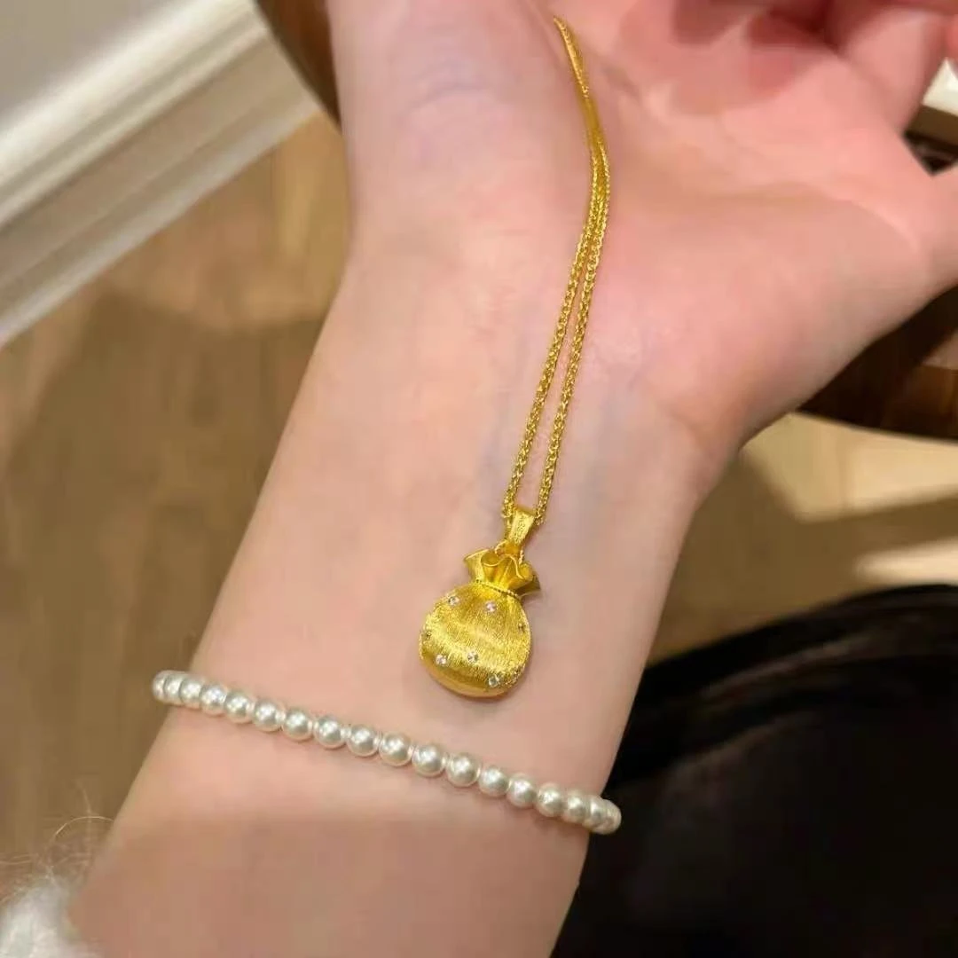 【高定】吊坠 拉丝小福袋吊坠项链C02