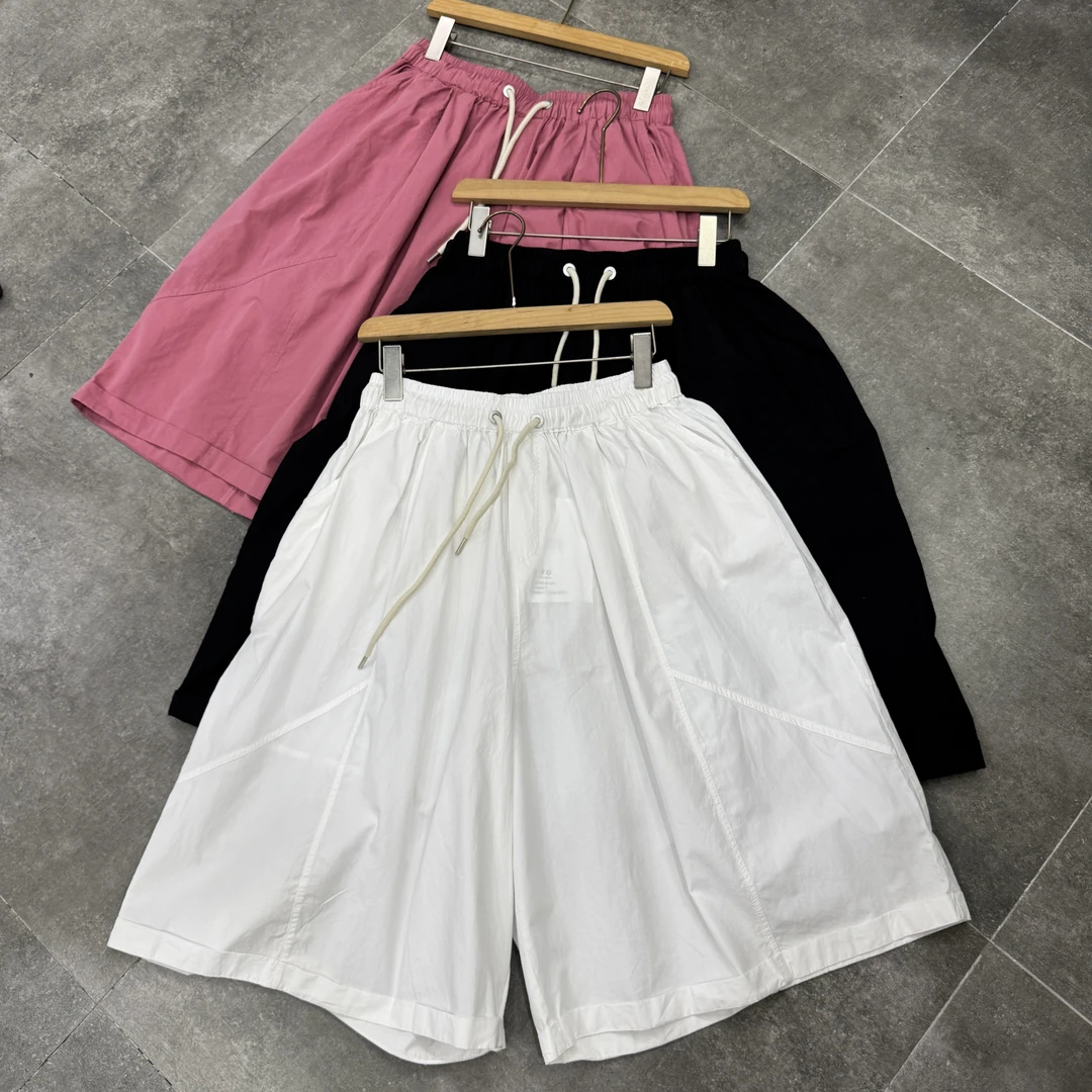 三色中裤！韩系宽松大版百搭时尚纯色松紧腰文艺风夏季休闲裤子女