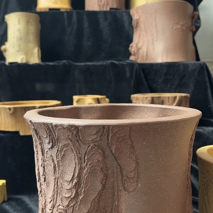 泥塑全手工制作树桩花盆