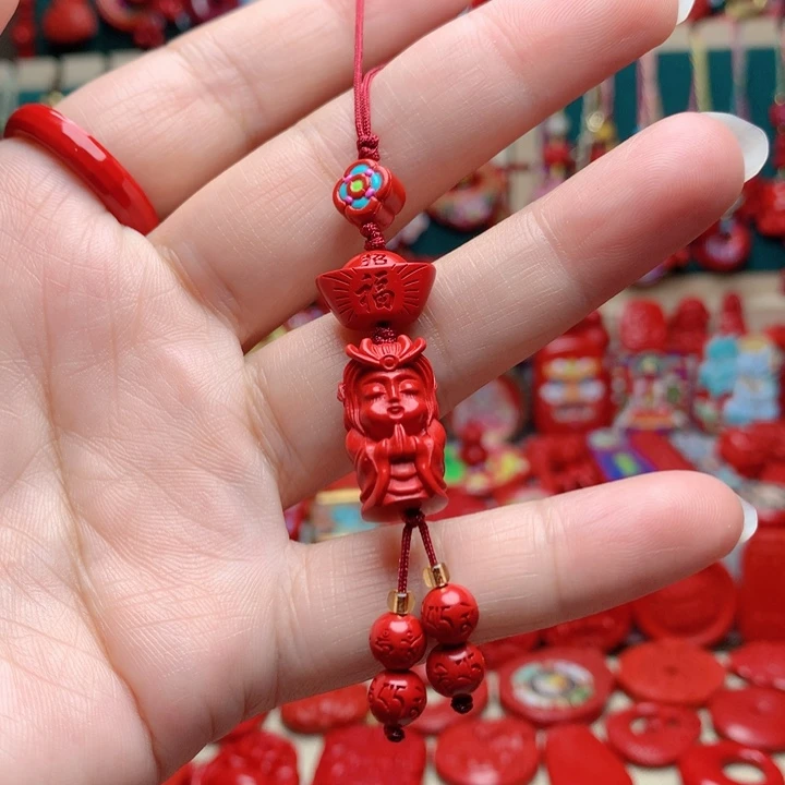 天然辰砂工艺品朱砂手机坠