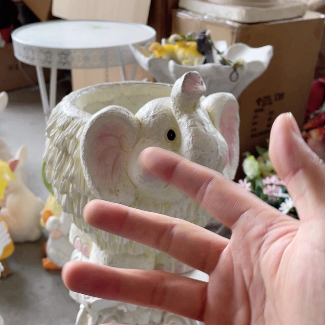 【闪购商品】氧化镁大号奶油大象盆