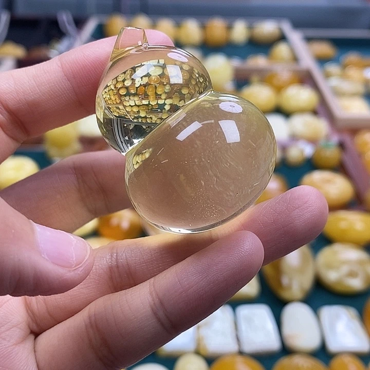 琥珀未镶嵌珠宝奇石27.17金珀葫芦吊坠