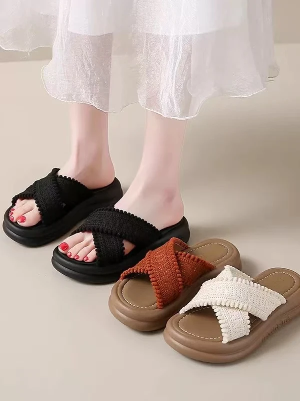 Z31外穿交叉一字拖ins夏季防滑透气沙滩拖