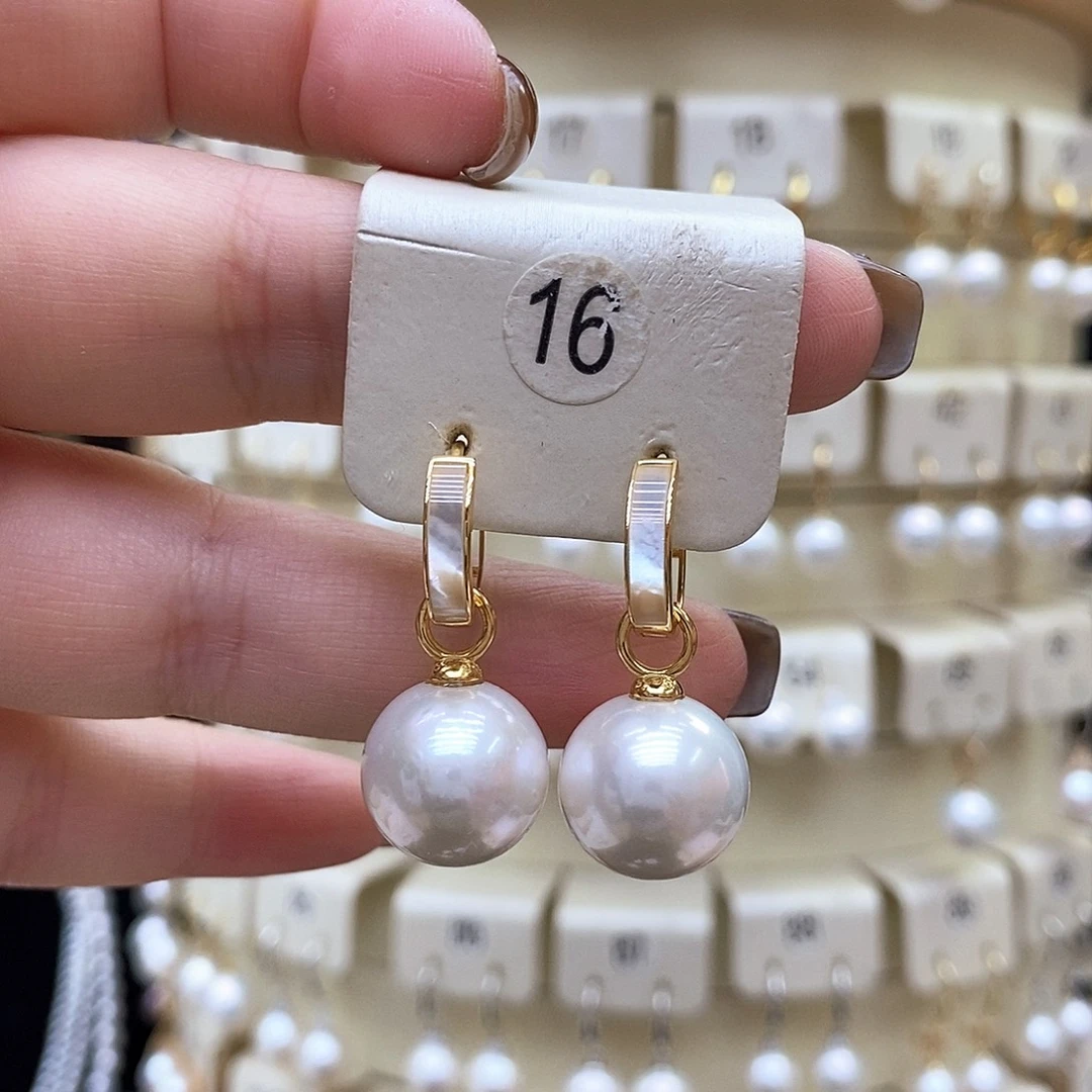 淡水珍珠耳饰银S925镶嵌