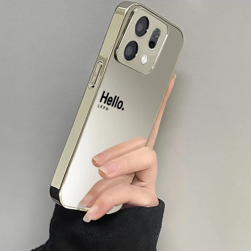 hello字母适用苹果16pro手机壳简约华为nova14pro镜面荣耀400防摔