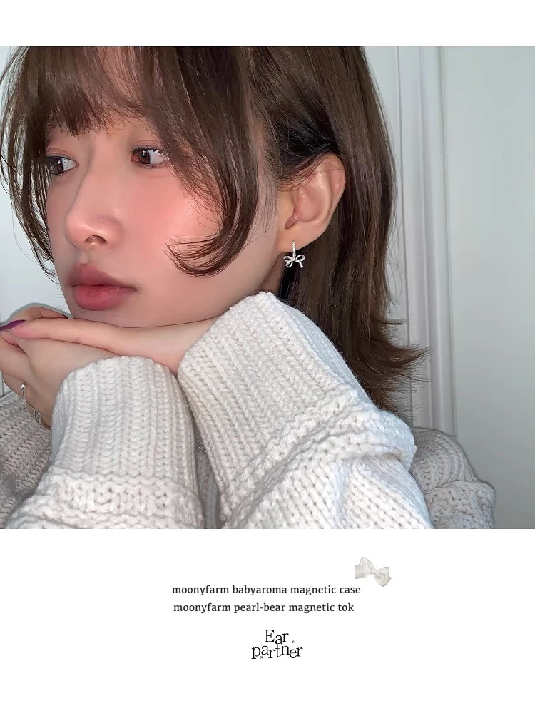 铜合金锆石耳饰 925银针蝴蝶结镶锆石耳环女轻奢高级耳圈耳扣耳钉