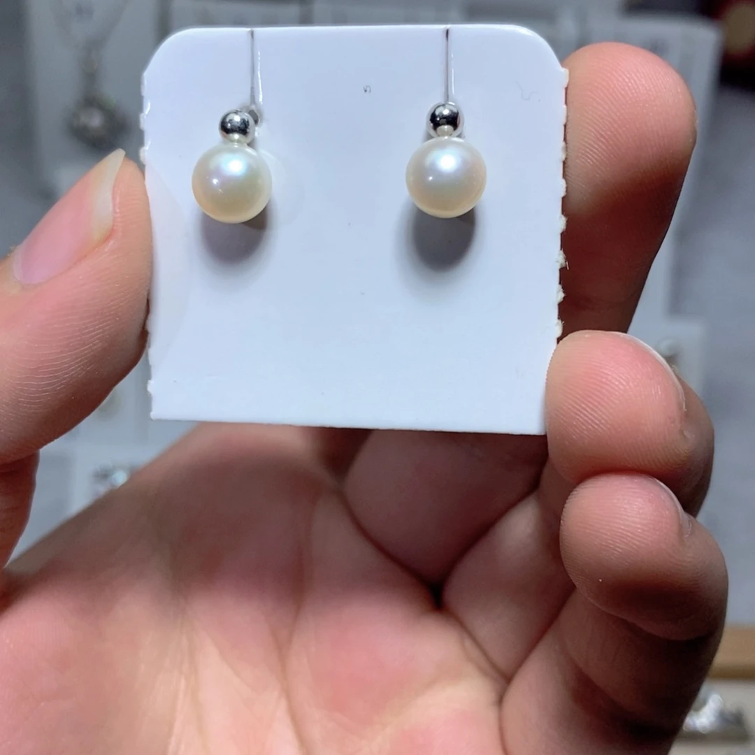 淡水珍珠耳饰银S925镶嵌