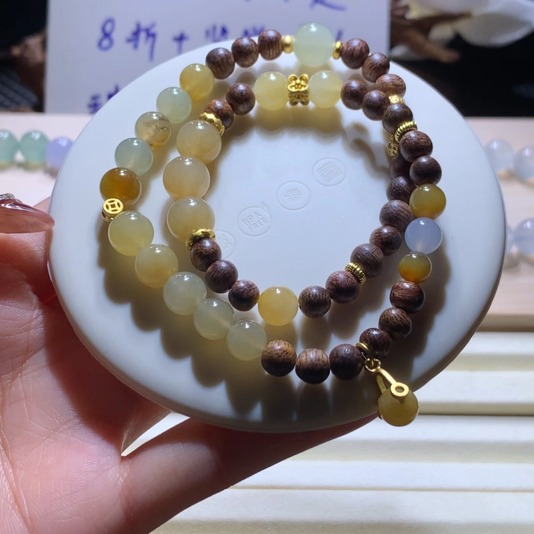 散珠翡翠天然黄珠串