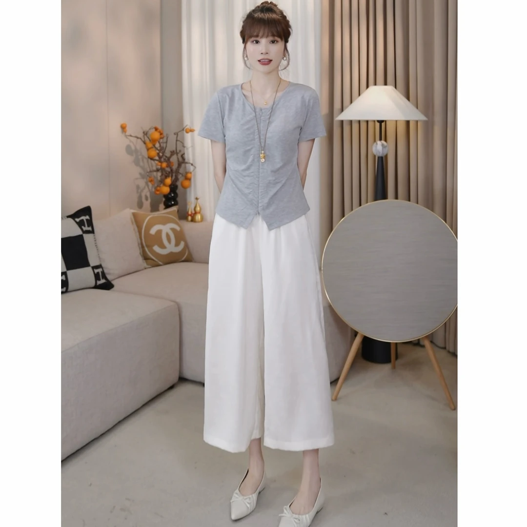 LMENY垂垂花苞裙裤！竹纹提花凉感松紧腰显瘦八分裙裤25BK048