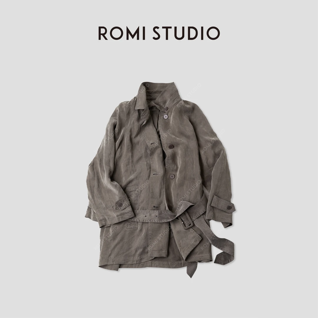 ROMI STUDIO"棕标甄选"100%铜氨丝洗水经典一手长风衣 RWCAWG5884