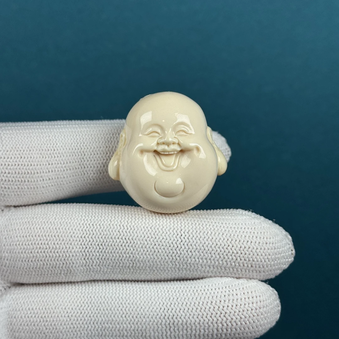 H23-28天然猛犸牙 弥勒佛头 29.3*29.6*20.8mm支持复检假一罚十