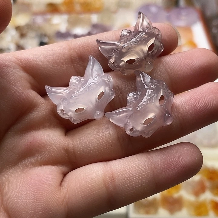 玛瑙/玉髓未镶嵌玛瑙狐狸面具