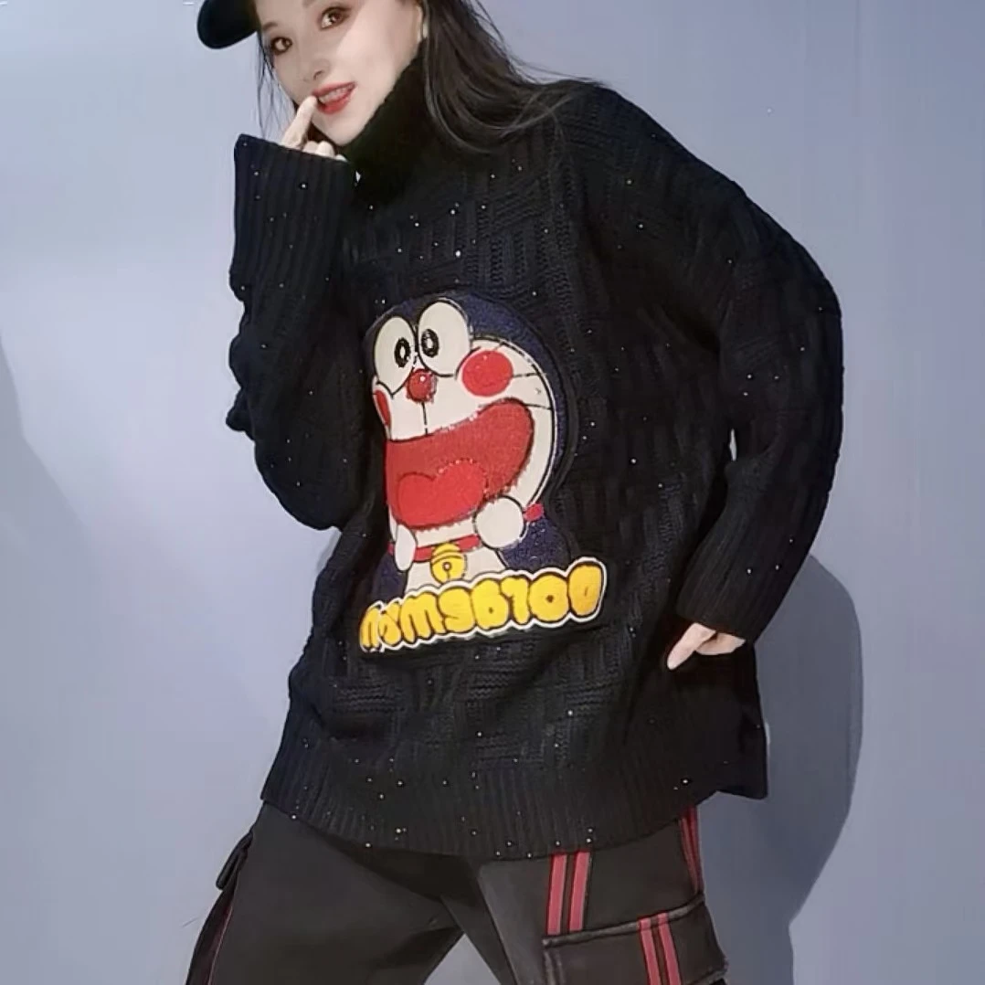 潮牌休闲宽松潮流百搭洋气两色毛衣