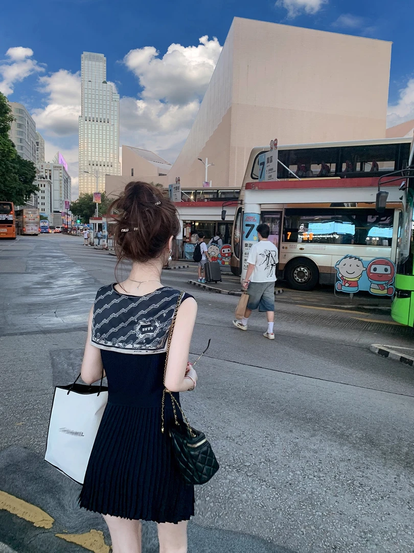 【清清专区】小香风海军领套装裙女夏季新款两件套百褶短裙套装