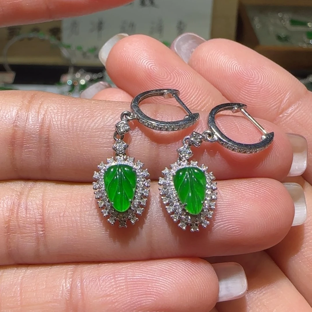 【闪购商品】翡翠耳饰18K金镶嵌缅甸