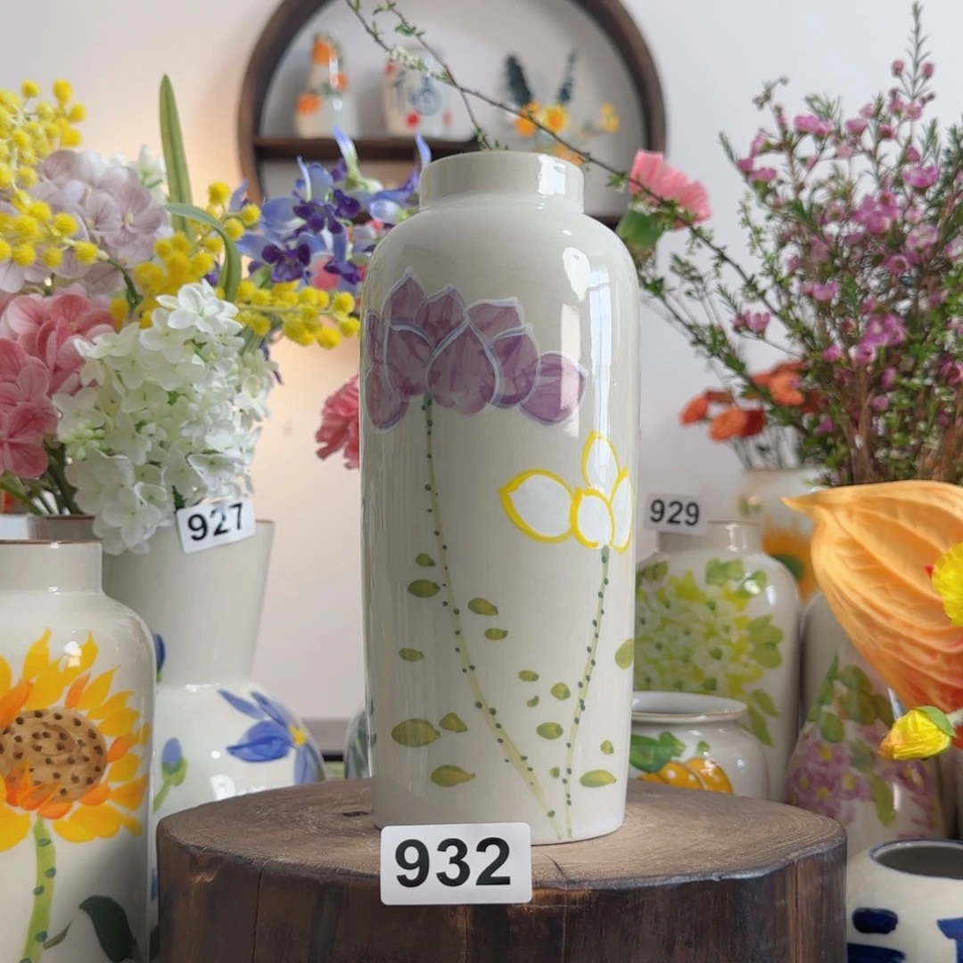 摆件景德镇陶瓷手绘小花瓶摆件无孔