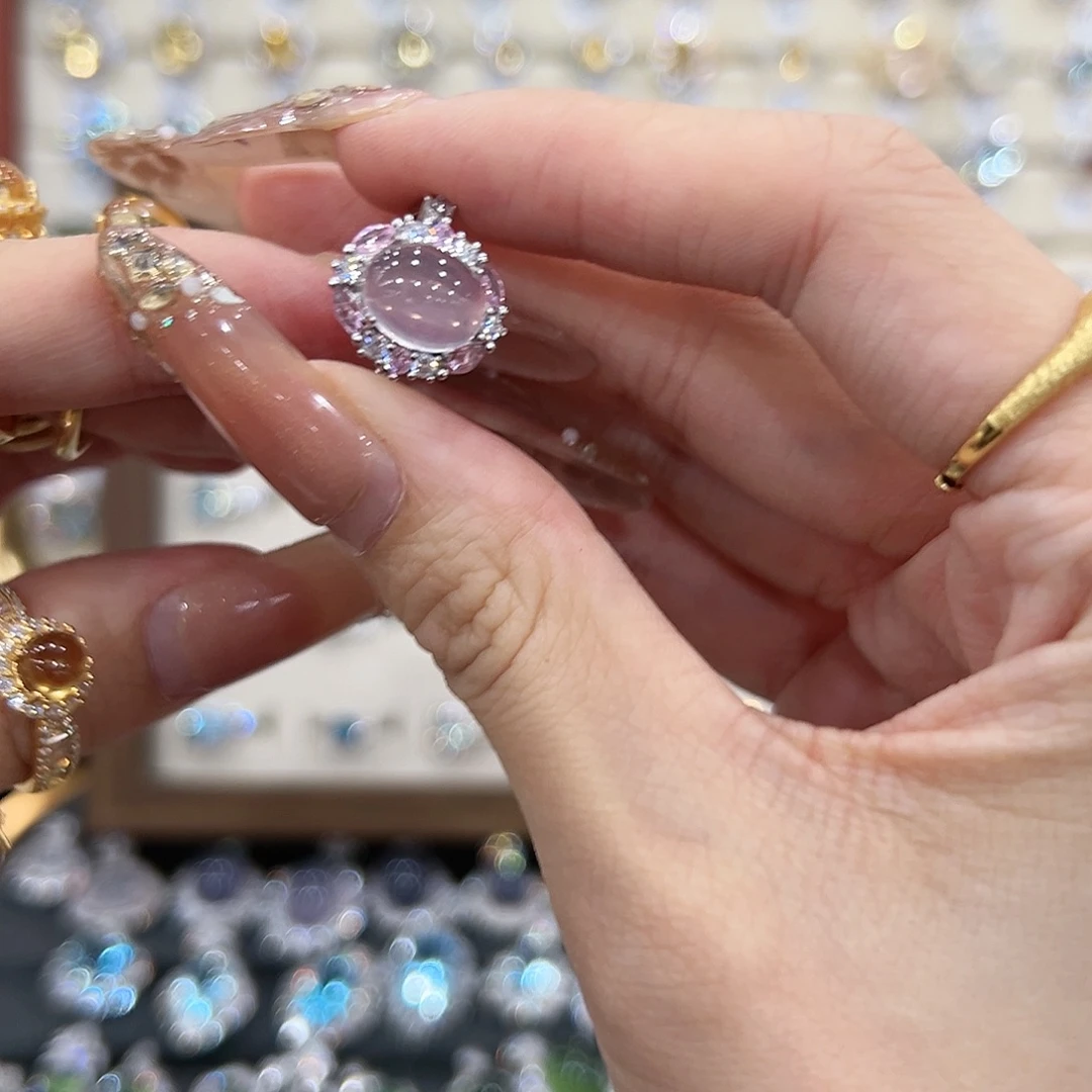 樱***子芙蓉石戒指银S925镶嵌