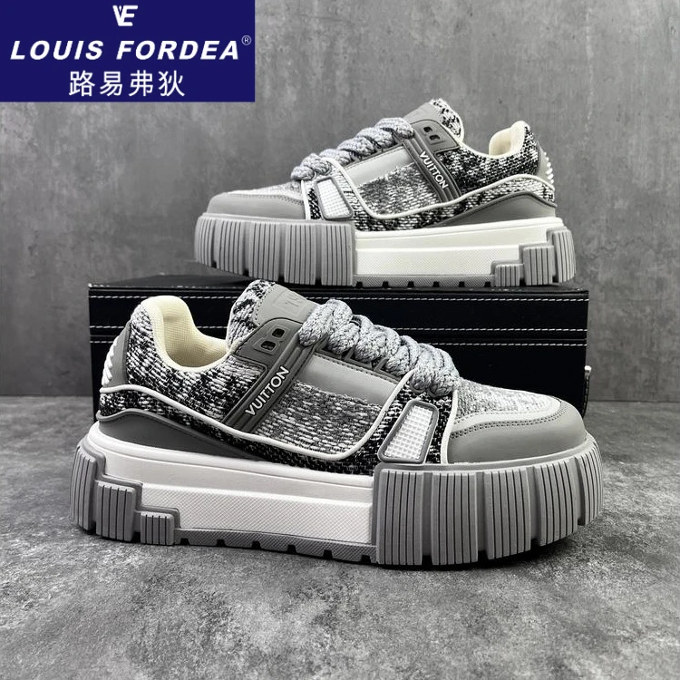 Louis Fordea/路易弗狄增高板鞋子男款厚底百搭运动鞋透气休闲鞋