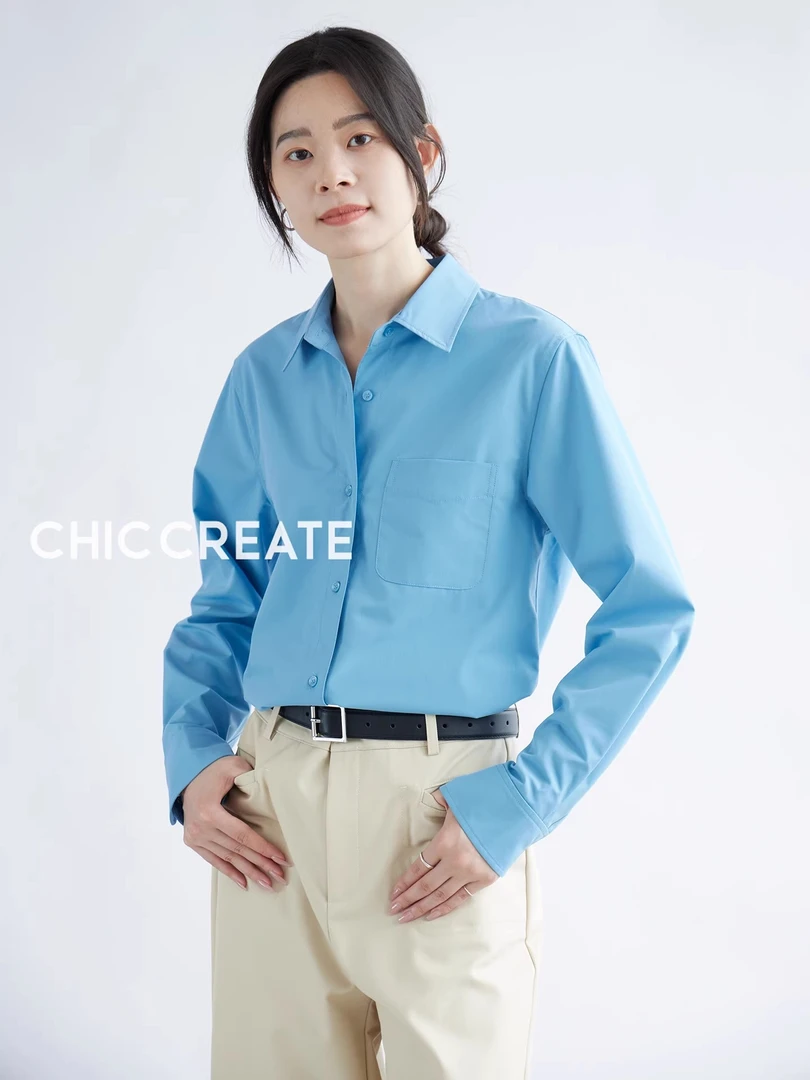 高阶智性穿搭！懒人天菜 抗皱好打理纯色翻领长袖衬衫上衣女秋新