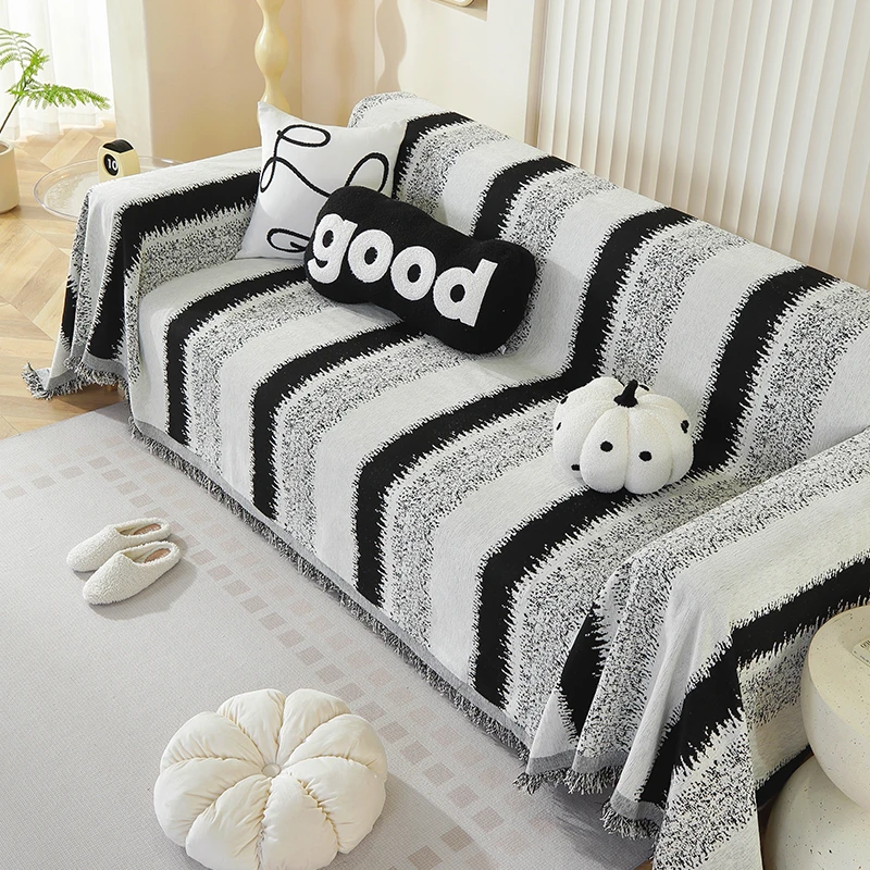 雪尼尔沙发盖布一片式沙发巾轻奢风全包万能套全盖布防滑盖巾5