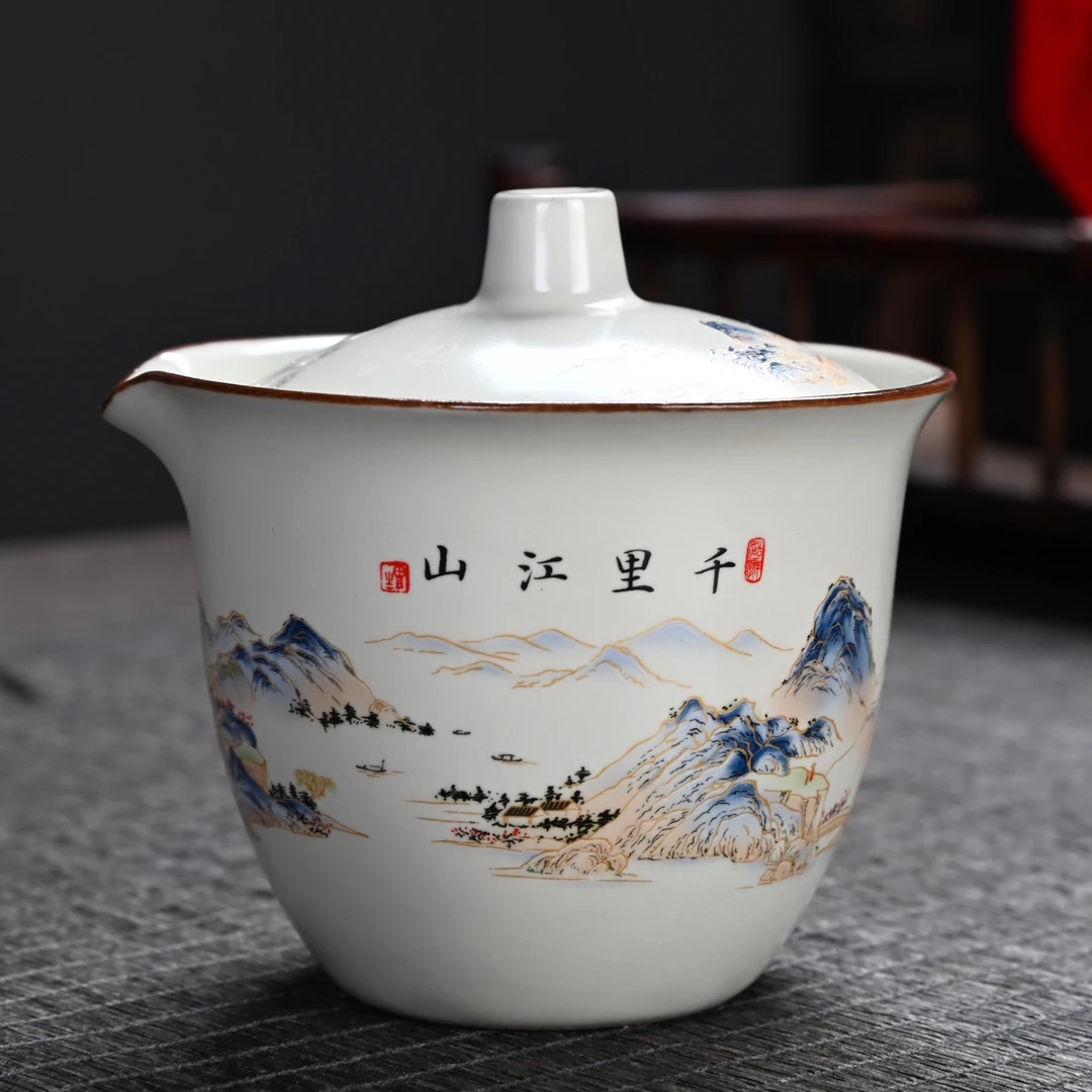 新式千里江山旅行手抓壶便携式陶瓷手抓壶