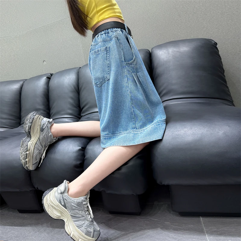 儿童夏装大女童装水洗柔软牛仔短裤夏季薄款裤子2025新款五分中裤