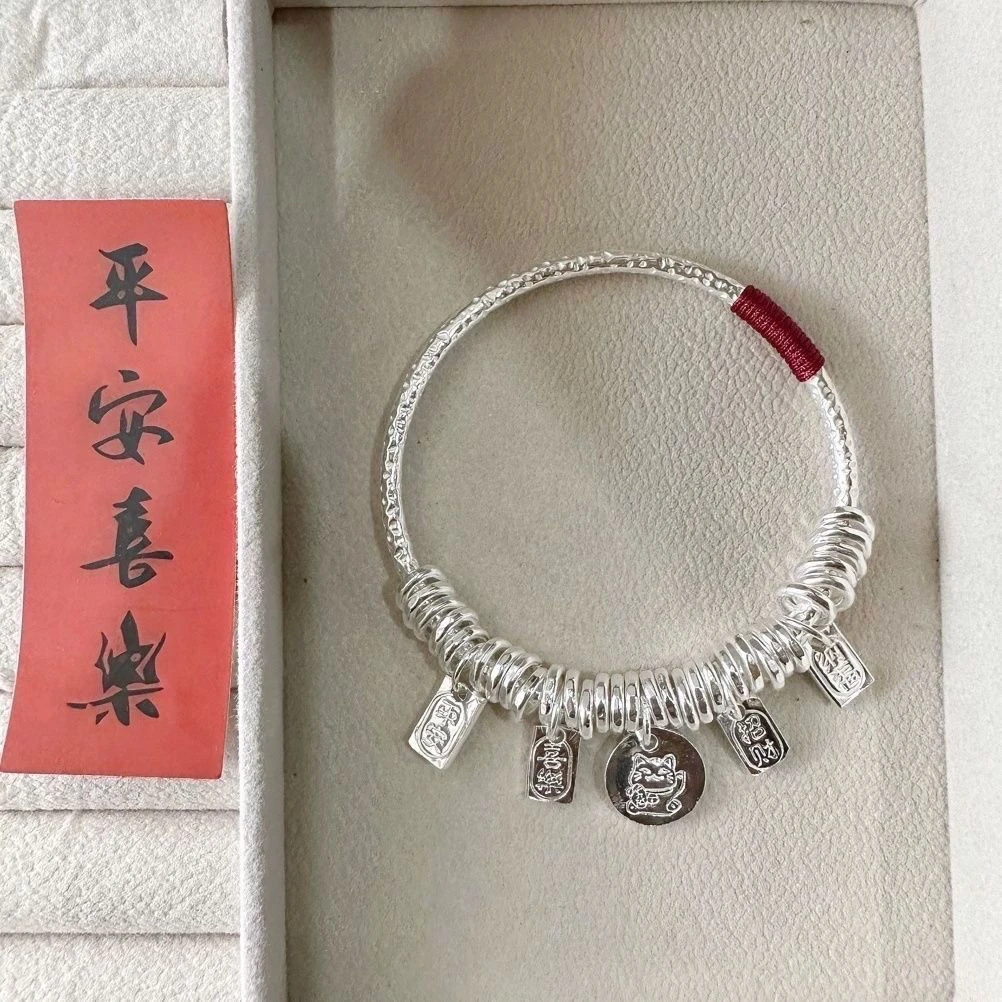 足银手镯 999.9盘缠编织手镯