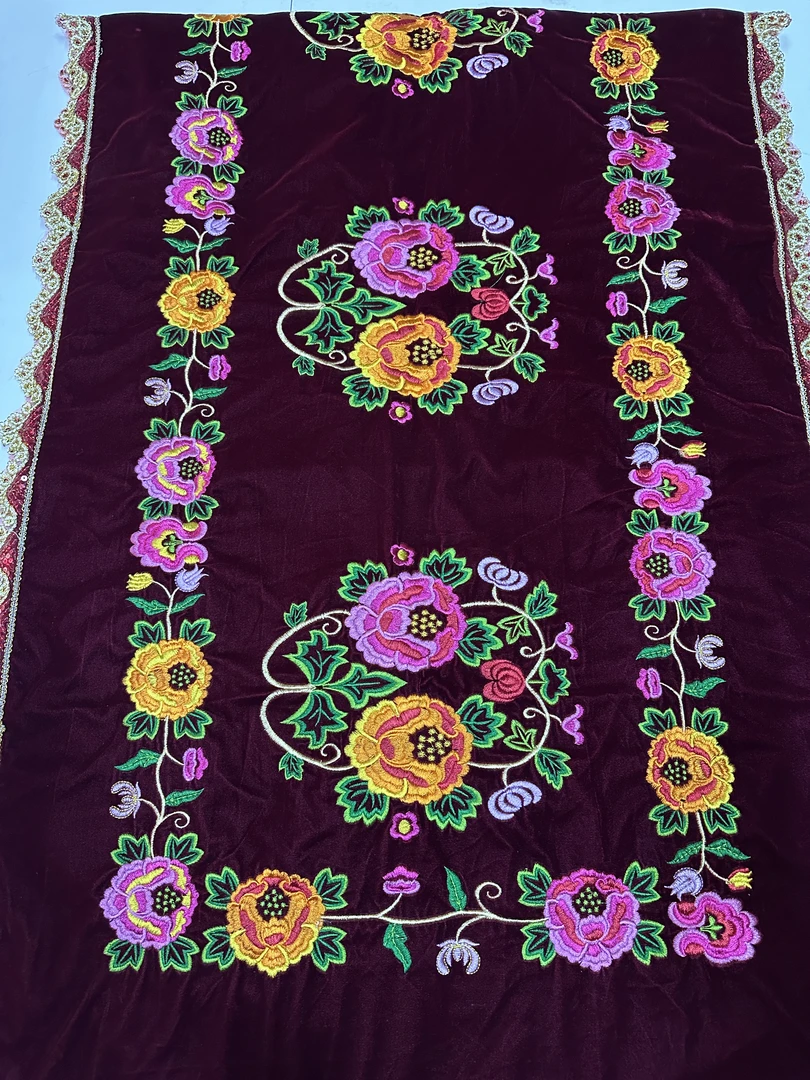 丝绒床盖民族风单人床上用品床罩花型家用枕巾被套