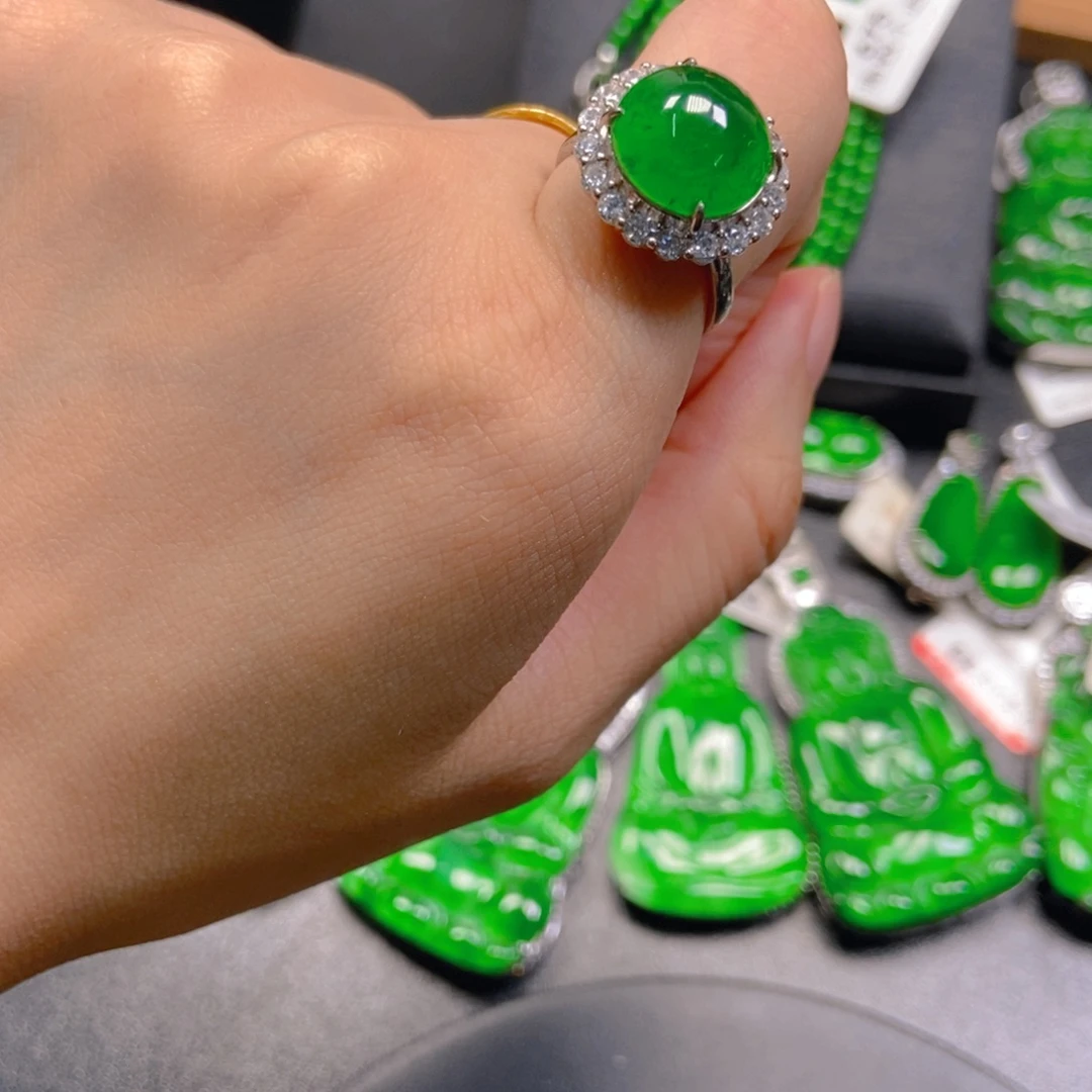 翡翠银S925镶嵌吊坠(不含链)