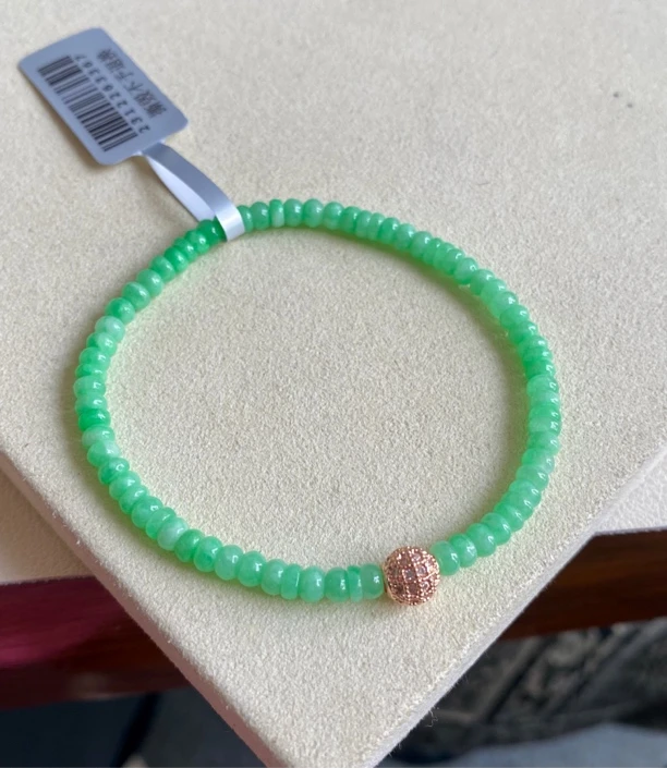 天然翡翠A货，核桃手串14.5/9