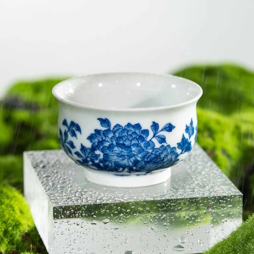 【小乔赏瓷】慎静斋牡丹荷花炉式杯sjz317