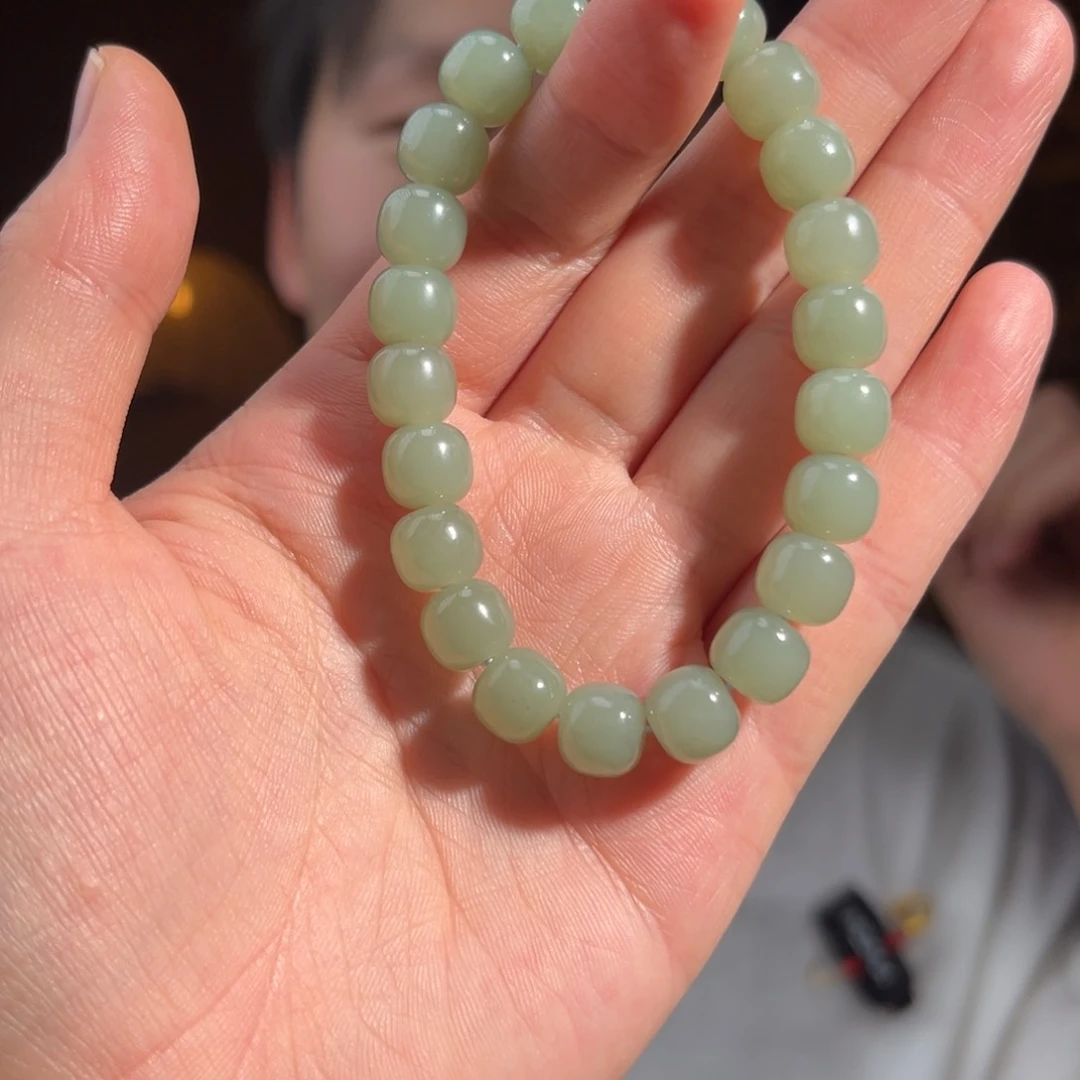 手串未镶嵌和田玉且末蓝老型珠9mm99