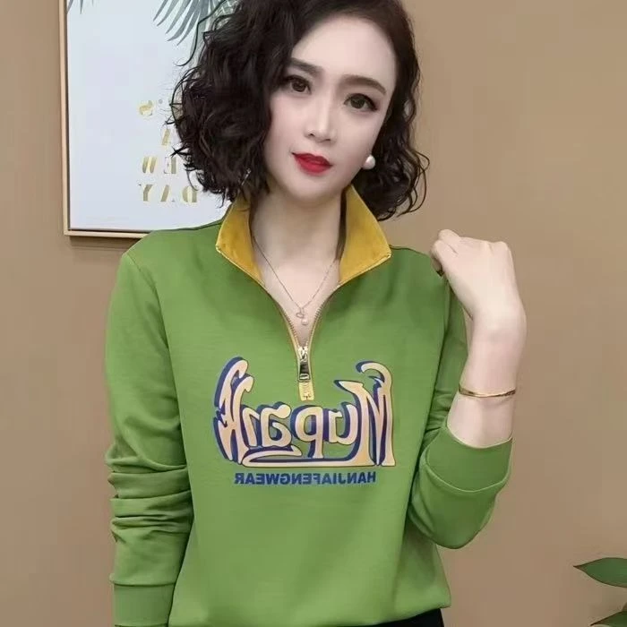 卫衣女2025秋冬新款撞色宽松休闲弹力外穿妈妈时尚上衣潮