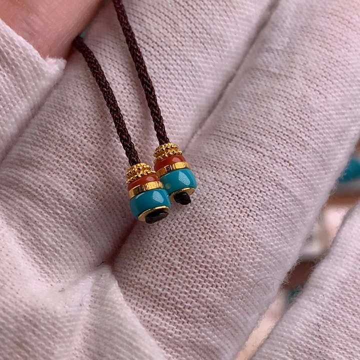 18K金镶嵌绿松石配饰j4.4