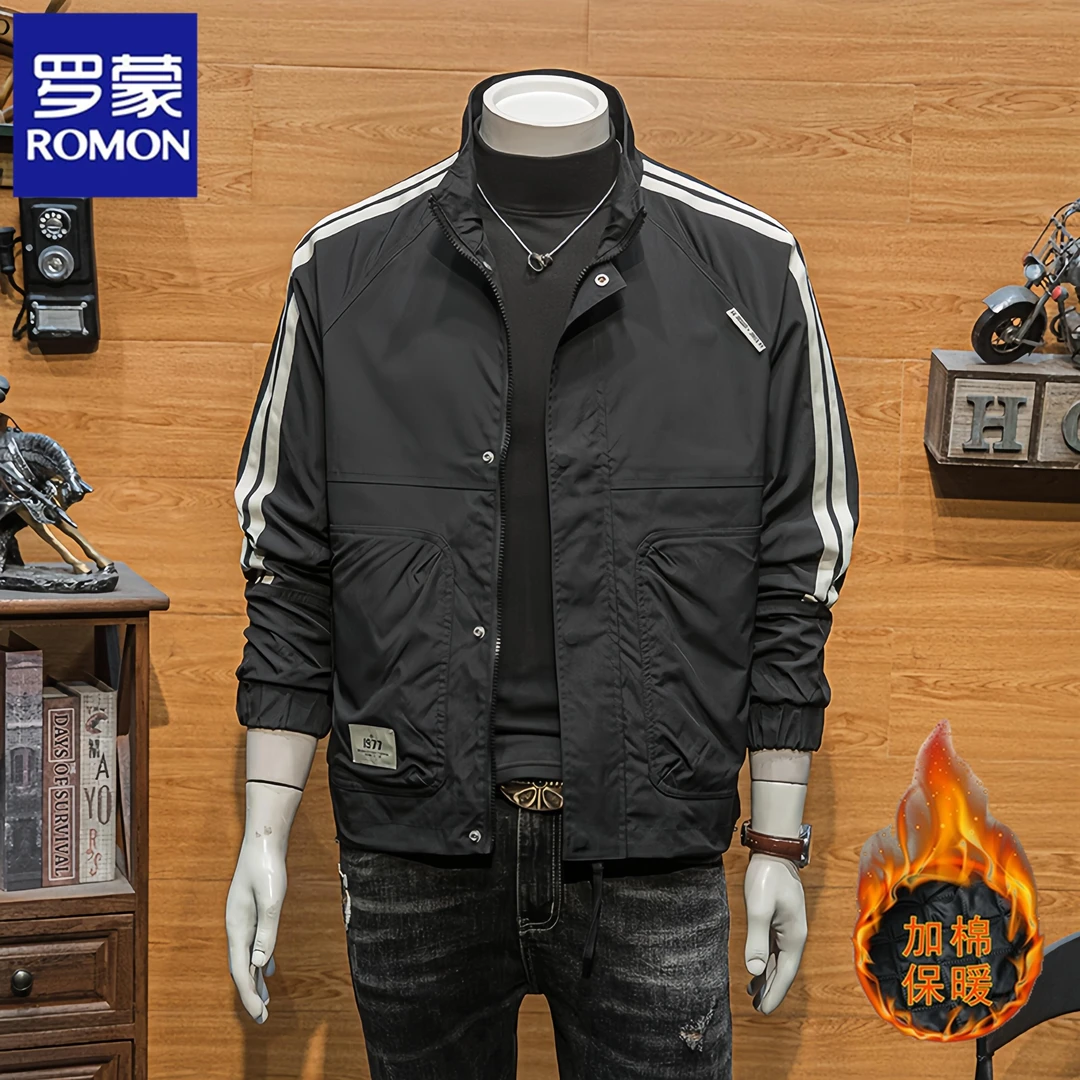 罗蒙男士爆款春秋冬痞帅外套休闲时尚加棉加厚商务工装夹克飞行员