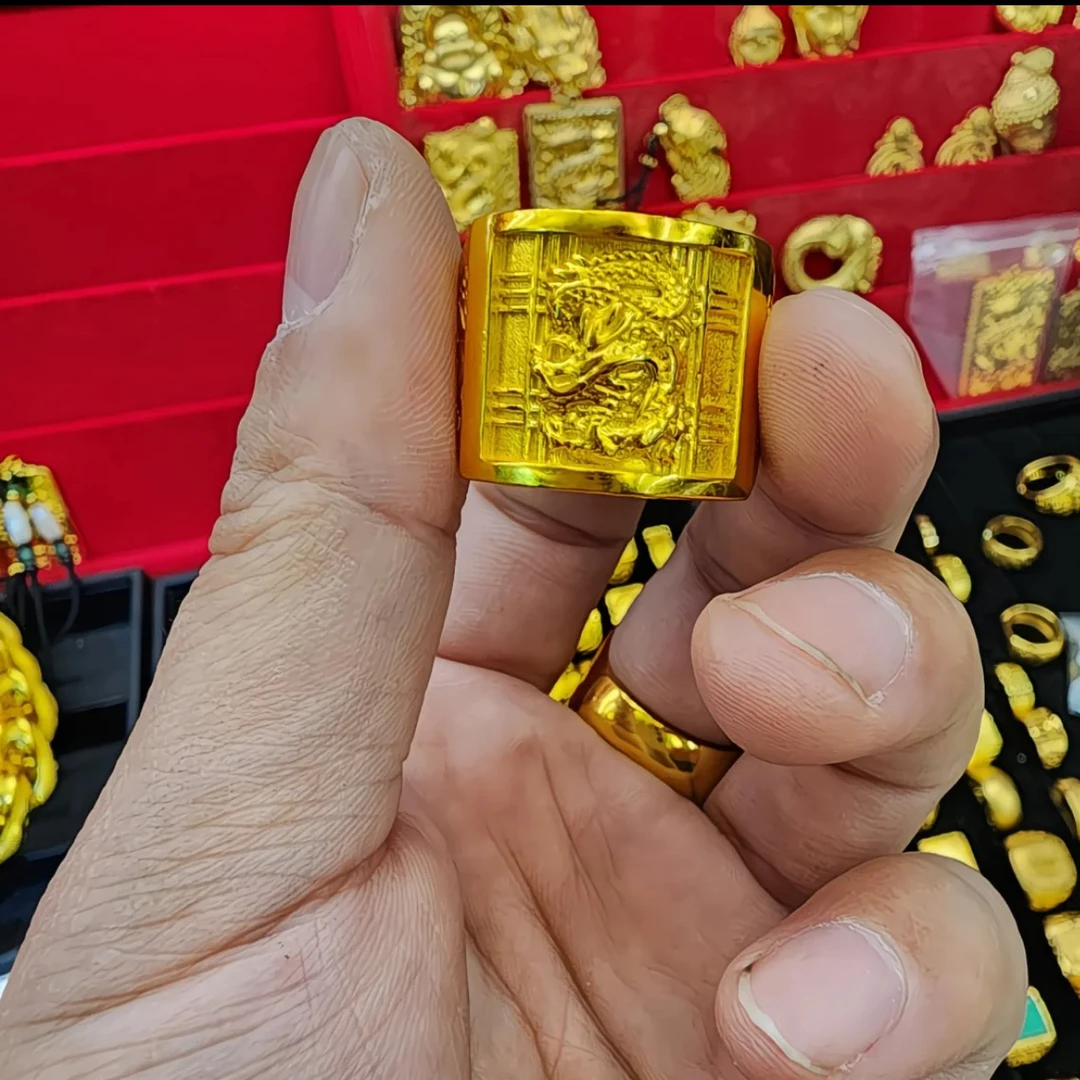 合金戒指 独家款 火烧浮雕龙纹戒指开口